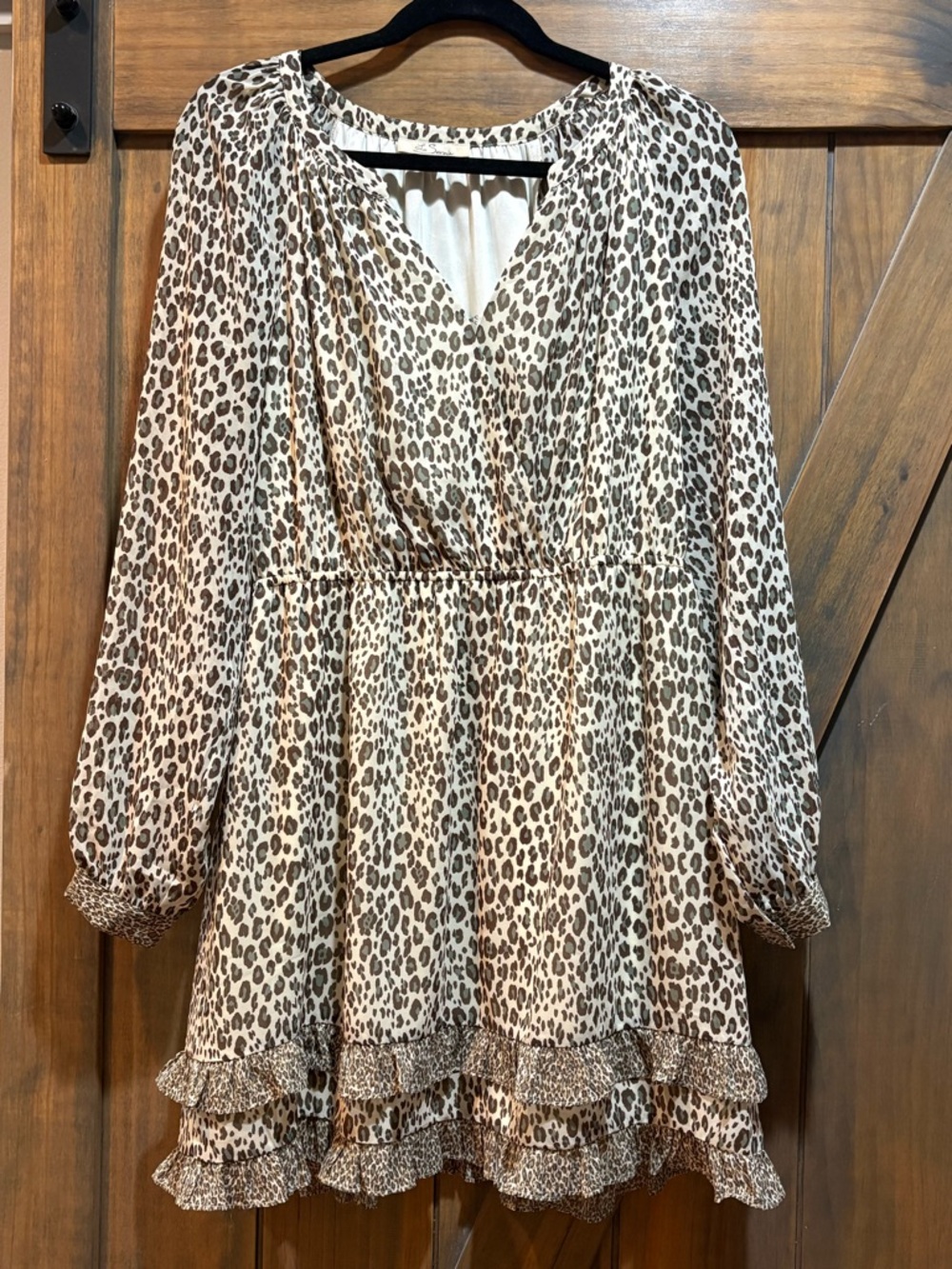 Cream & Brown Leopard Print Dress